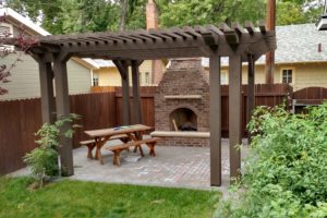Pergola Fireplace Construction | FarWest Landscape | Boise ID
