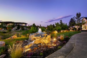 Rock bubbler water feature | farwest landscape | Boise